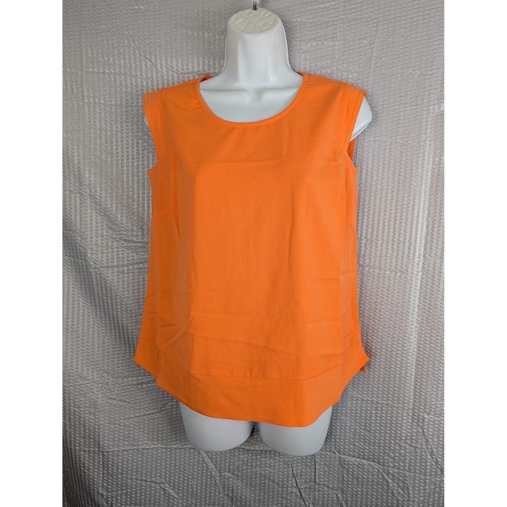 G‎ by Giuliana NWT Sleeveless Blouse XS Bright Orange Keyhole Back Stretch Top